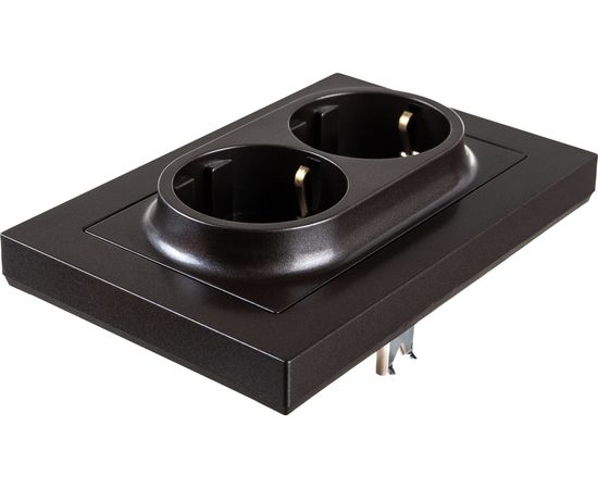 Двухместная розетка Schneider Electric ATLAS DESIGN с заземлением 16А в сборе мокко ATN000624 – изображение 3