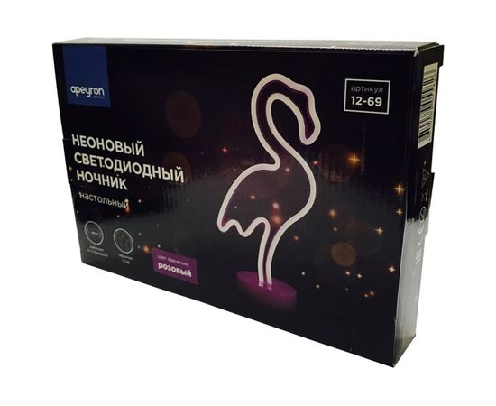 Светодиодный настольный неоновый светильник Apeyron Фламинго, 3Вт, цвет свечения розовый 12-69 – изображение 3