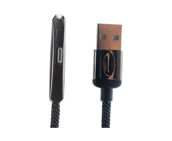 Дата-кабель USAMS U34 USB - Lightning с индикатором, боковой, черный SJ362USB01 УТ000019978 – изображение 3