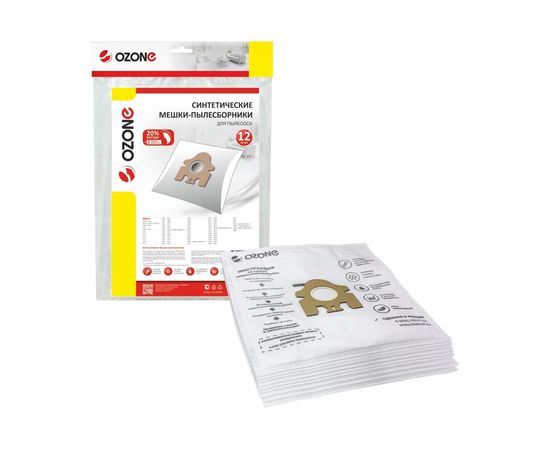 Мешки-пылесборники синтетические 12 шт + 2 микрофильтра для пылесоса Ozone XXL-49 – изображение 4