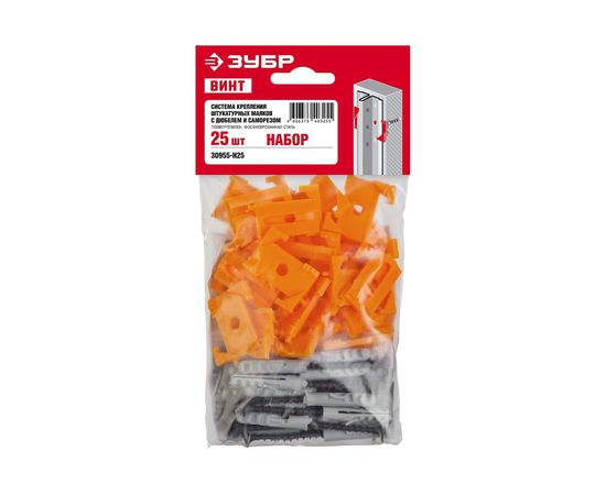 Набор ЗУБР Винт-Н25 СКШМ в комплекте с дюбелем и саморезом, 25 шт 30955-Н25 – изображение 4