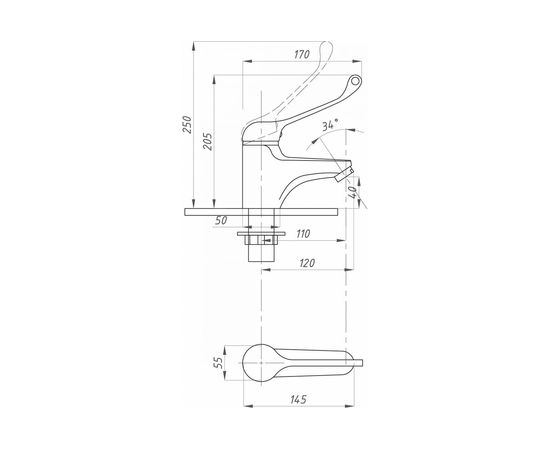 Локтевой хирургический смеситель для раковины Профсан ПСМ тип См-УмЛЦБА, См-МЛЦБА PSM-740-055 – изображение 5