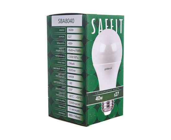 Светодиодная лампа SAFFIT SBA8040 Шар E27 40W 6400K 55202 – изображение 5