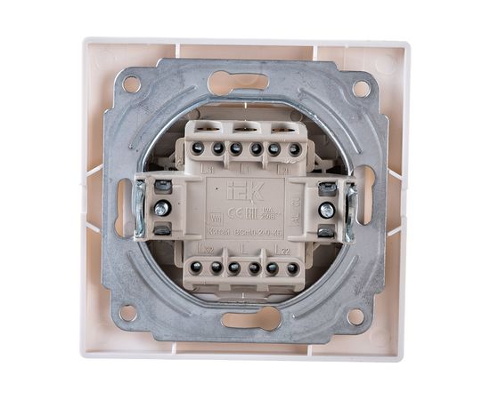 Проходной 2-клавишный выключатель IEK КВАРТА ВСп10-2-0-КБ, 10А, белый EVK22-K01-10-DM – изображение 5