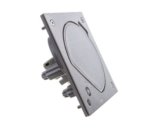 Влагостойкая основа с розеткой Simon, IP66 2PE Schuko К45 RJ45 5e UTP с замком, сталь KSE15USEC-23-72 – изображение 6