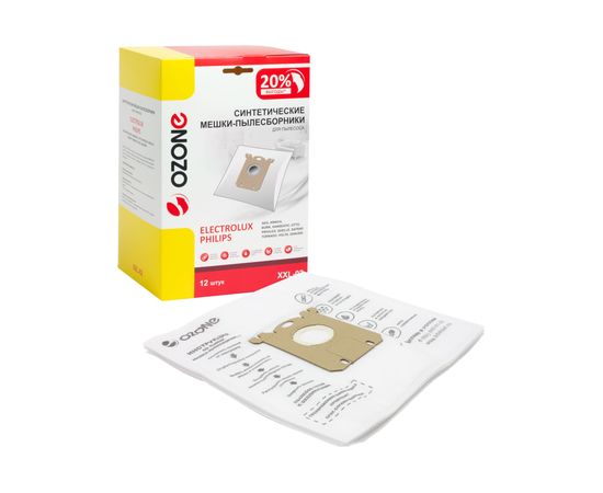 Мешки-пылесборники синтетические для пылесоса (12 шт; 2 микрофильтра) OZONE XXL-02 
