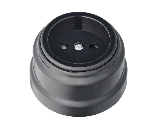 Розетка Bylectrica РА16-0205 1-местная без заз. со шторк. 16А ОУ, серия РЕТРО, черный 