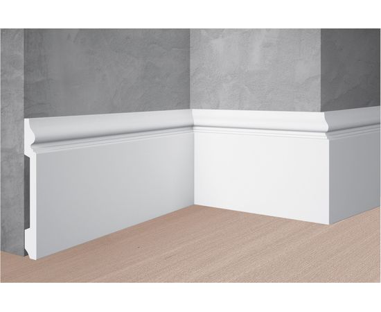 Напольный плинтус Stenopol ударопрочный влагостойкий под покраску 138х18х2000 мм C7118 