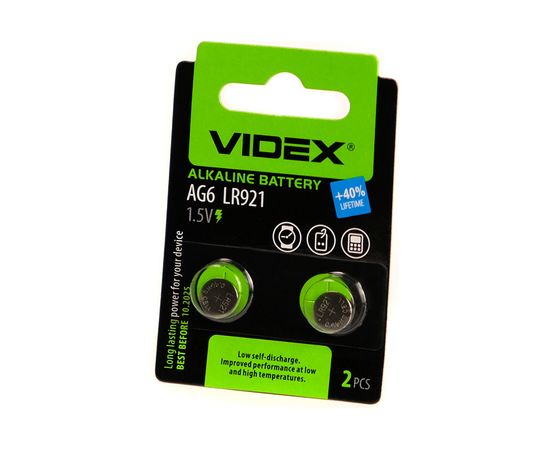 Щелочная/алкалиновая батарейка VIDEX AG 6/372/920/921 2 штуки на блистере VID-AG06-2BC 