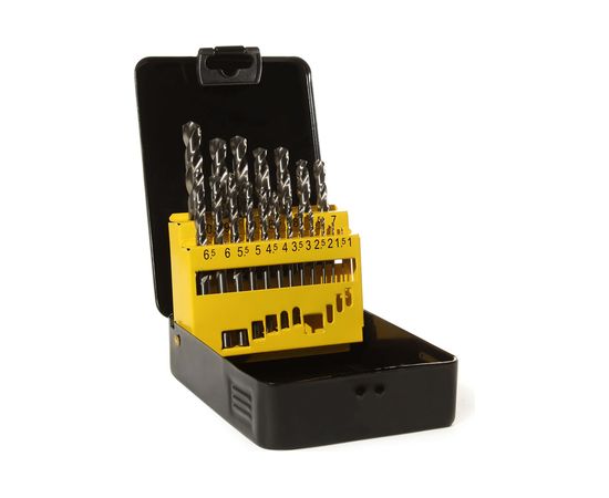 Набор сверл по металлу HSS-G из 19 штук металлическая упаковка ГРАНИТ 165206 