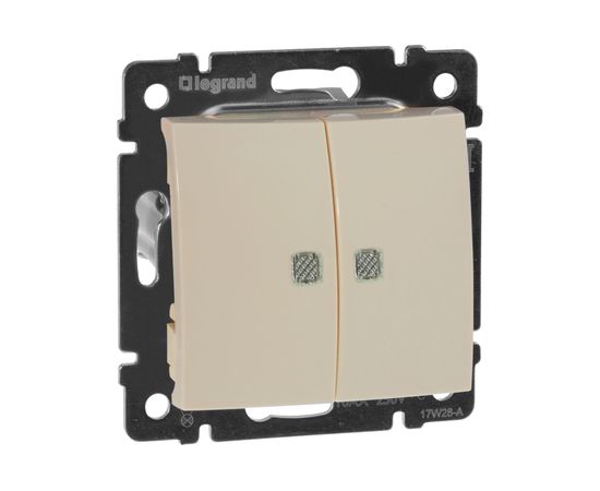 Механизм выключателя Legrand 2-клавишный СП Valena 10 А 250 В IP31 с зеленой подсветкой слоновая кость Leg 774328 – изображение 2