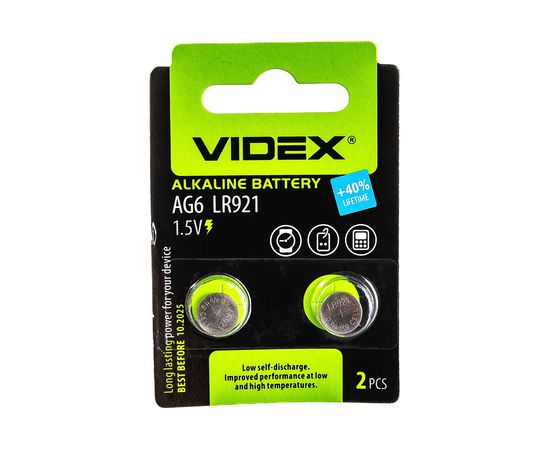 Щелочная/алкалиновая батарейка VIDEX AG 6/372/920/921 2 штуки на блистере VID-AG06-2BC – изображение 2