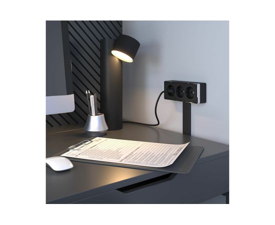 Тройная розетка WERKEL W5073135 с заземлением и шторками Gallant (черный/хром) a052592 – изображение 2