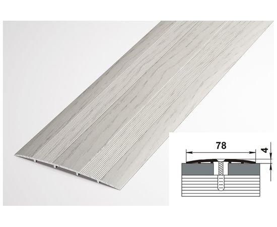 Порог прямой алюминиевый декоративный (78 мм, 1,8 м, Дуб арктик) ЛУКА УТ000002492 – изображение 2