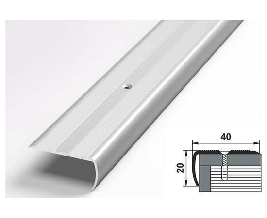 Порог угловой алюминиевый (40х20 мм, 1,8 м, анодированный, Серебро) ЛУКА УТ000000673 – изображение 2
