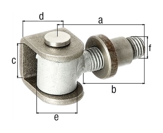 Воротная петля с приварной скобой и приварной гайкой GAH ALBERTS сталь, 65x37x30 мм 418304 – изображение 2