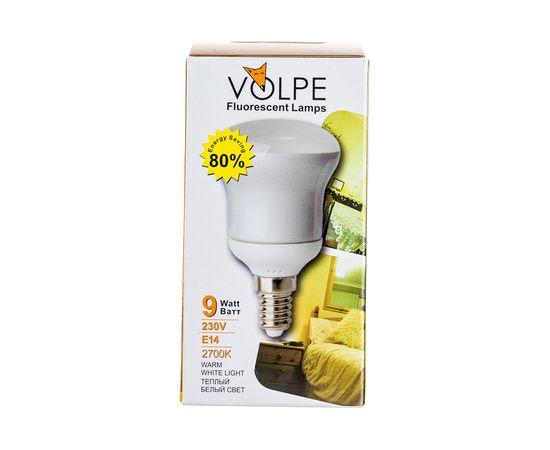 Энергосберегающая лампа Volpe 220-240V, 9W, E14, 2700K, картон CFL-R 50 2979 – изображение 4