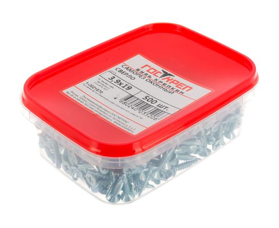 Оконный саморез Госкреп белые, сверло, 3.9х19 мм, 500 шт., пластиковый контейнер, 280 мл 1-0021670 – изображение 5