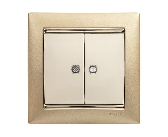 Механизм выключателя Legrand 2-клавишный СП Valena 10 А 250 В IP31 с зеленой подсветкой слоновая кость Leg 774328 – изображение 5