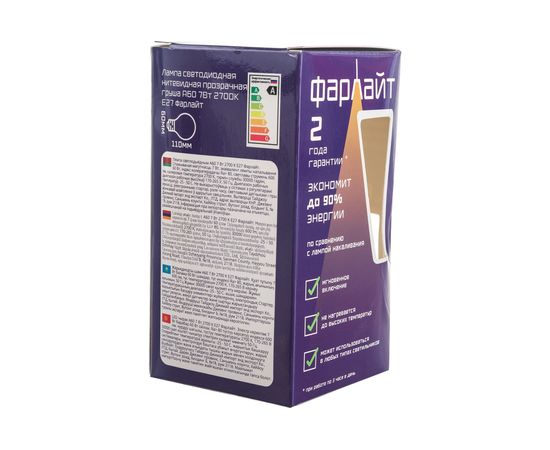 Нитевидная лампа Фарлайт прозрачная груша А60 7Вт 2700К Е27 FAR000037 – изображение 5