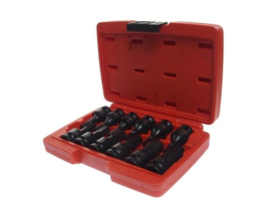 Набор головок ударных HEX 1/2"; H 4-19 мм, длина 60 мм, в кейсе 12 шт. JTC J412H 