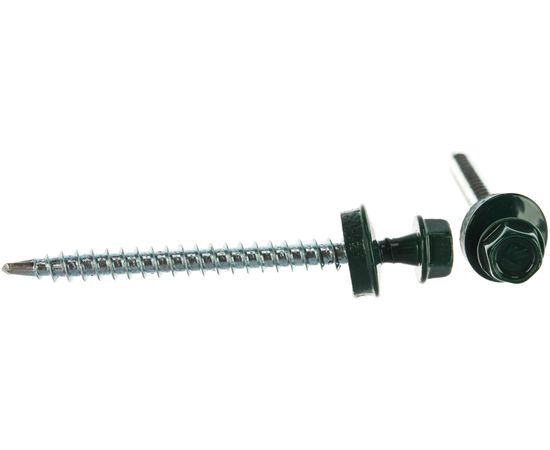 Саморезы Зубр для крепления кровельных материалов к деревянной обрешетке, цвет RAL 6005 зеленый насыщенный, оцинкованный, 4,8x60мм, 1000шт 4-300310-48-060-6005 