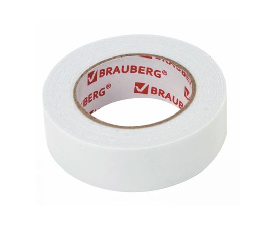 Клейкая двухсторонняя лента BRAUBERG 19 мм х 1,5 м, на вспененной основе, 1 мм, прочная 606419 