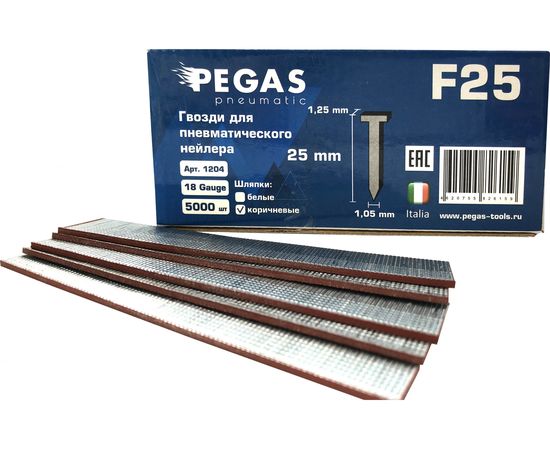 Гвозди F25 (5000 шт; 1.05х1.25 мм; 25 мм) Pegas PGS-1204 