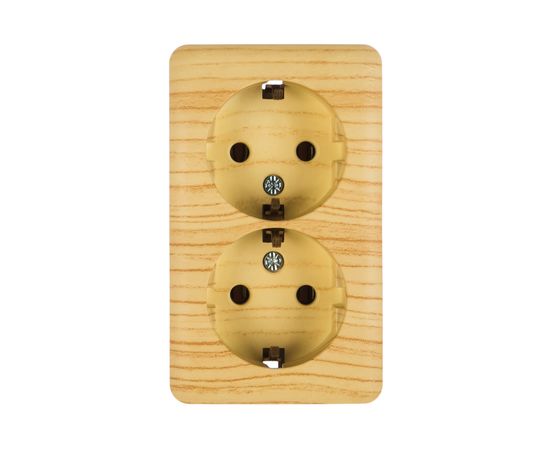 Розетка Lezard VIOLA, двойная, с заземлением, закрытый корпус, керамика, белёный дуб, 751-5200-127 