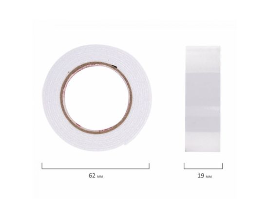 Клейкая двухсторонняя лента BRAUBERG 19 мм х 1,5 м, на вспененной основе, 1 мм, прочная 606419 – изображение 3