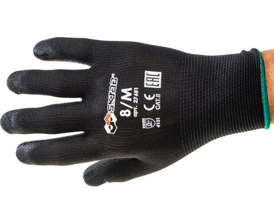 Перчатки SKRAB, нейлон с полиуретановым покрытием, 8/M BLACK 27681 – изображение 3