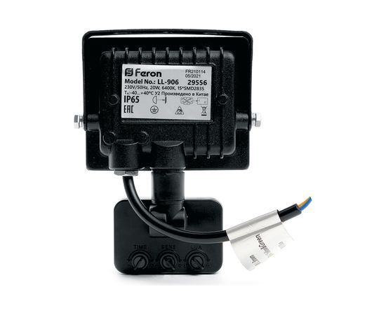 Светодиодный прожектор с датчиком FERON LL-906 20W 6400K 230V черный IP44 121*160*53мм 29556 – изображение 3