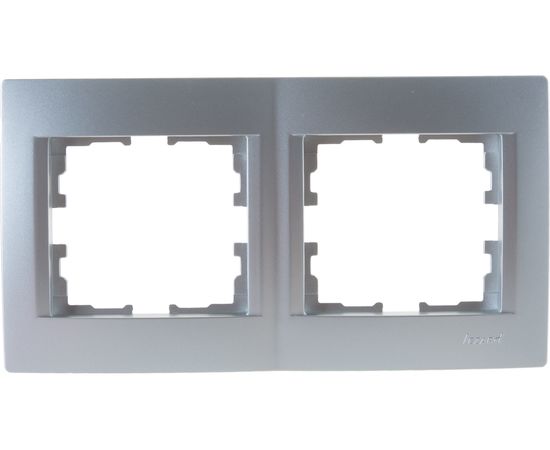 Двухместная горизонтальная рамка Lezard KARINA без вставок, матовое серебро 707-4300-147 – изображение 3