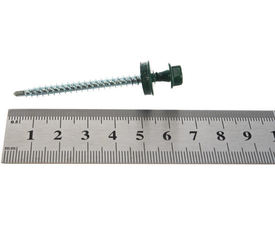 Саморезы Зубр для крепления кровельных материалов к деревянной обрешетке, цвет RAL 6005 зеленый насыщенный, оцинкованный, 4,8x60мм, 1000шт 4-300310-48-060-6005 – изображение 3