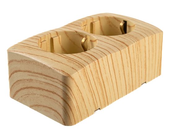 Розетка Lezard VIOLA, двойная, с заземлением, закрытый корпус, керамика, белёный дуб, 751-5200-127 – изображение 4