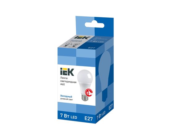 Лампа IEK LED A60, 7вт, 230В, 6500К, E27 LLE-A60-7-230-65-E27 – изображение 4