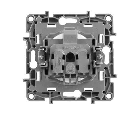Механизм розетки Legrand 1-м СП Etika 2К 16 А защитные шторки без заземления винтовые зажимы алюминий Leg 672434 – изображение 5