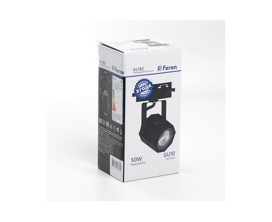 Трековый однофазный светильник на шинопровод FERON GU10, AL192, 50W, 230V, черный 41594 – изображение 6