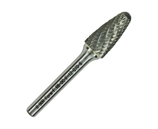 Бор-фреза форма F парабола с закругленной головой DC (12х25/70 мм; хвостовик 6 мм) D.BOR RB-DC-F-12-070-6 