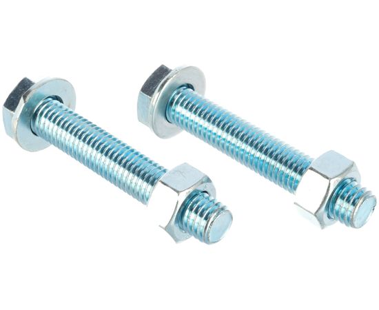 Болт Tech-Krep DIN933 с шестигранной головкой, оцинкованный М12х70 + гайка + шайба 2 шт - пакет 136925 
