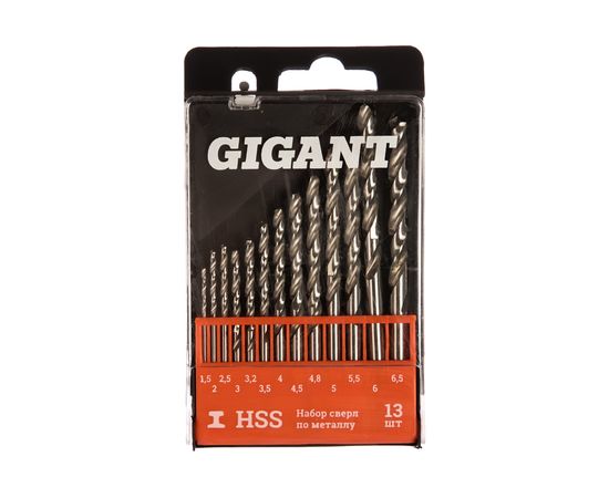 Набор сверл по металлу (13 шт; 1.5-6.5 мм) Gigant G-11122 
