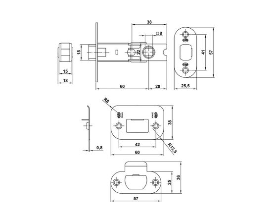 Дверная защелка Amig покр. никель 5461 – изображение 2
