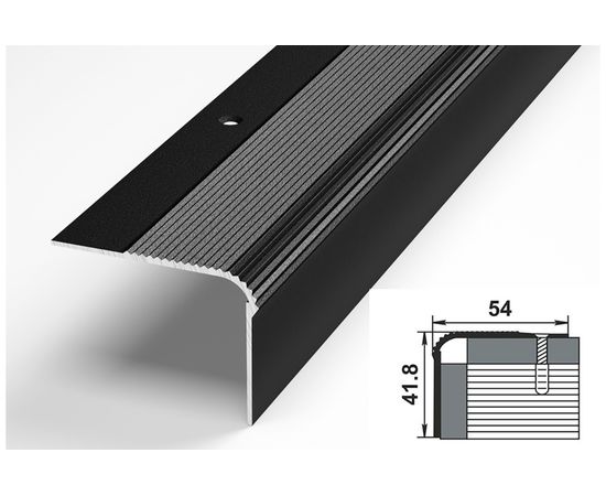 Порог угловой алюминиевый ЛУКА (5 шт, 54х41,8 мм, 2,7 м, декоративный, Черный) УТ000023382 – изображение 2