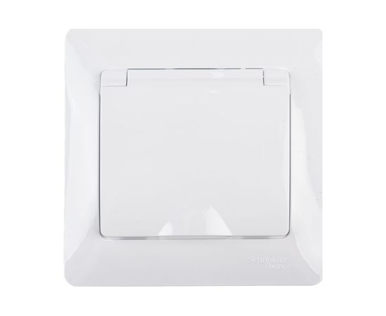 Розетка Schneider Electric 1-м GLOSSA с заземлением, защитные шторки, с крышкой IP20 белая SchE GSL000146 – изображение 2