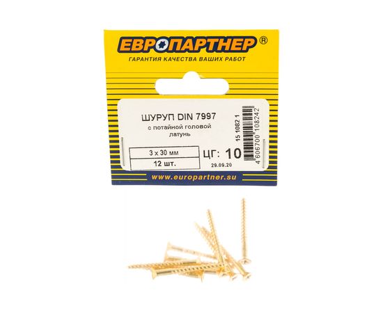 Шуруп с потайной головкой ЕВРОПАРТНЕР DIN 7997 лат. 3х30 12 шт. 15 1082 1 – изображение 2