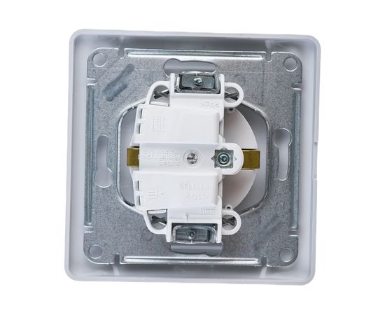 Розетка Schneider Electric 1-м GLOSSA с заземлением, защитные шторки, с крышкой IP20 белая SchE GSL000146 – изображение 3