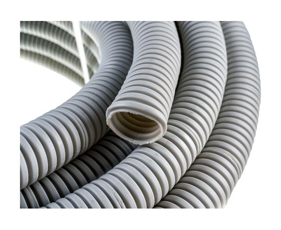 Гофрированная ПП труба Экопласт тяжелая, с зондом, диаметр 32мм, цвет серый 61132 – изображение 3