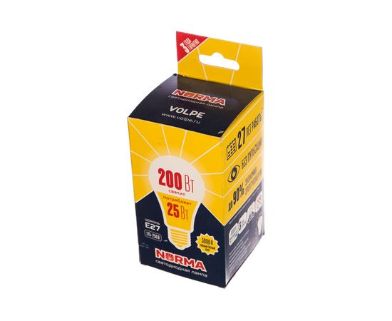 Светодиодная лампа Volpe LED-A70-25W/3000K/E27/FR/NR . Форма A, матовая. UL-00004469 – изображение 5