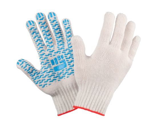 Трикотажные перчатки с ПВХ Фабрика перчаток 7.5 класс, 4 нити, белые 4-75-СР-БЕЛ-(M) 