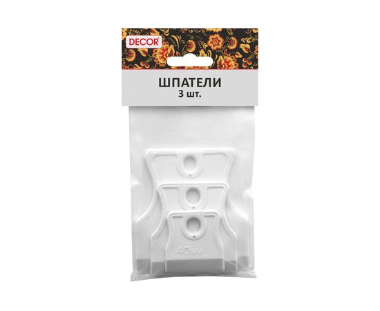 Набор DECOR шпателей 3 шт 40 мм, 60 мм, и 80 мм, картонный подвес, эластичная резина 308-0009 